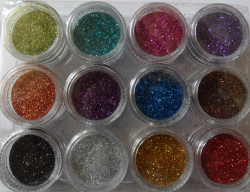 12 Farben Glitter Puder-Set für Nailart Design**NR. 11